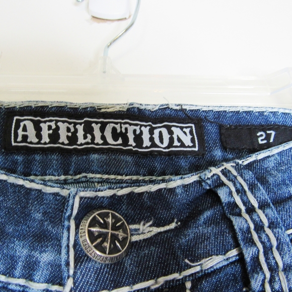 AFFLICTION JADE Dark Wash,Low Rise Distressed Jean - Picture 7 of 10